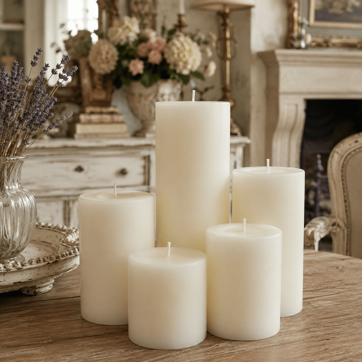 3 Inch White Beeswax Pillar Candles - Poppy Natural