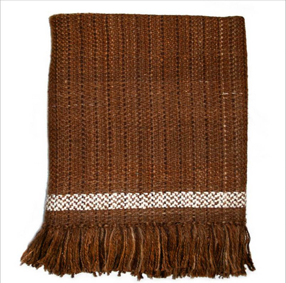 Camel Stripes Wool Blend Blanket - Poppy Natural
