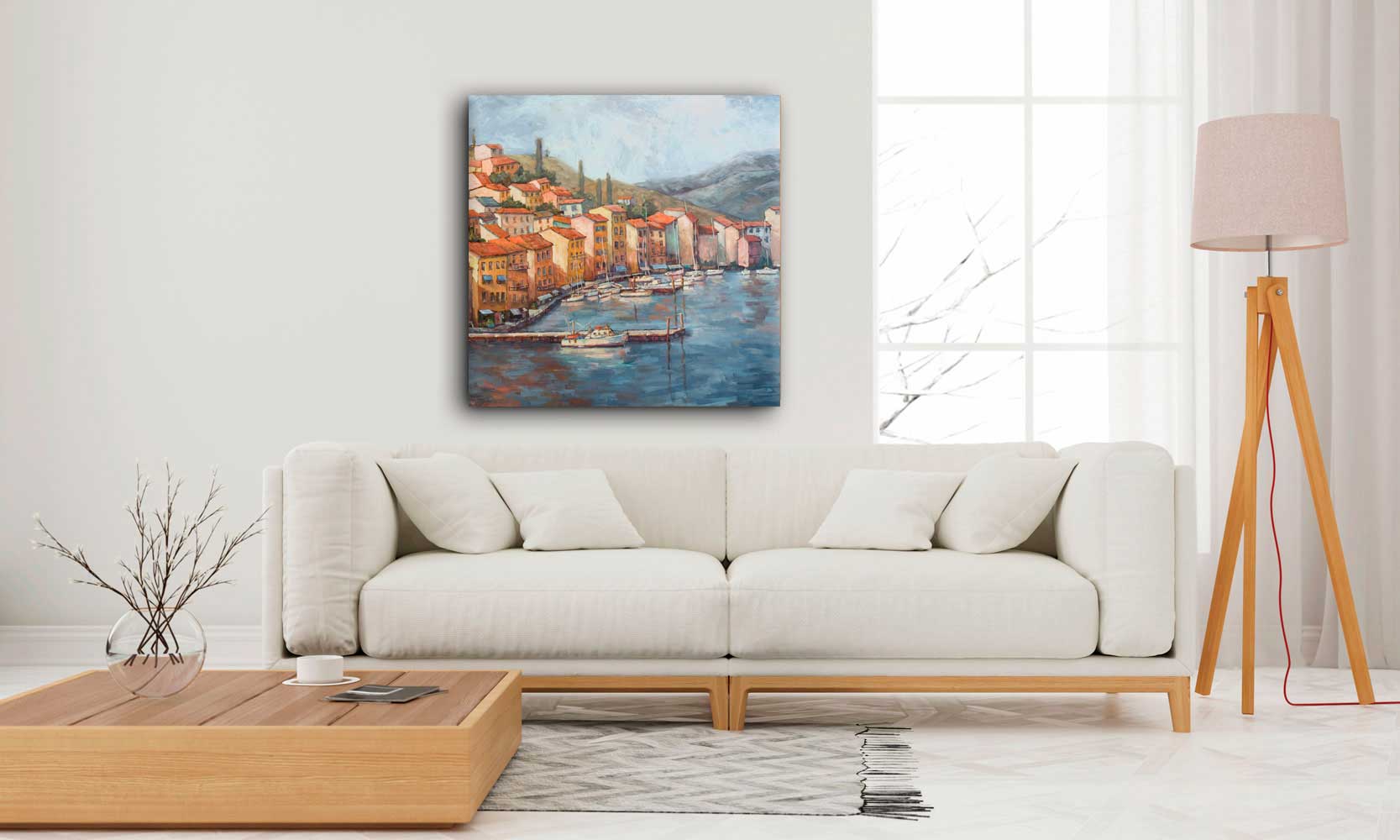 Coastal Italian Village Canvas Print - Poppy Natural