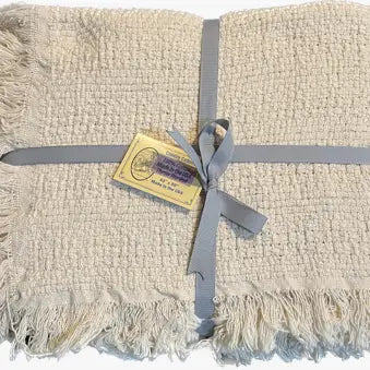 100% Cotton Fringed Throw Blanket - Poppy Natural