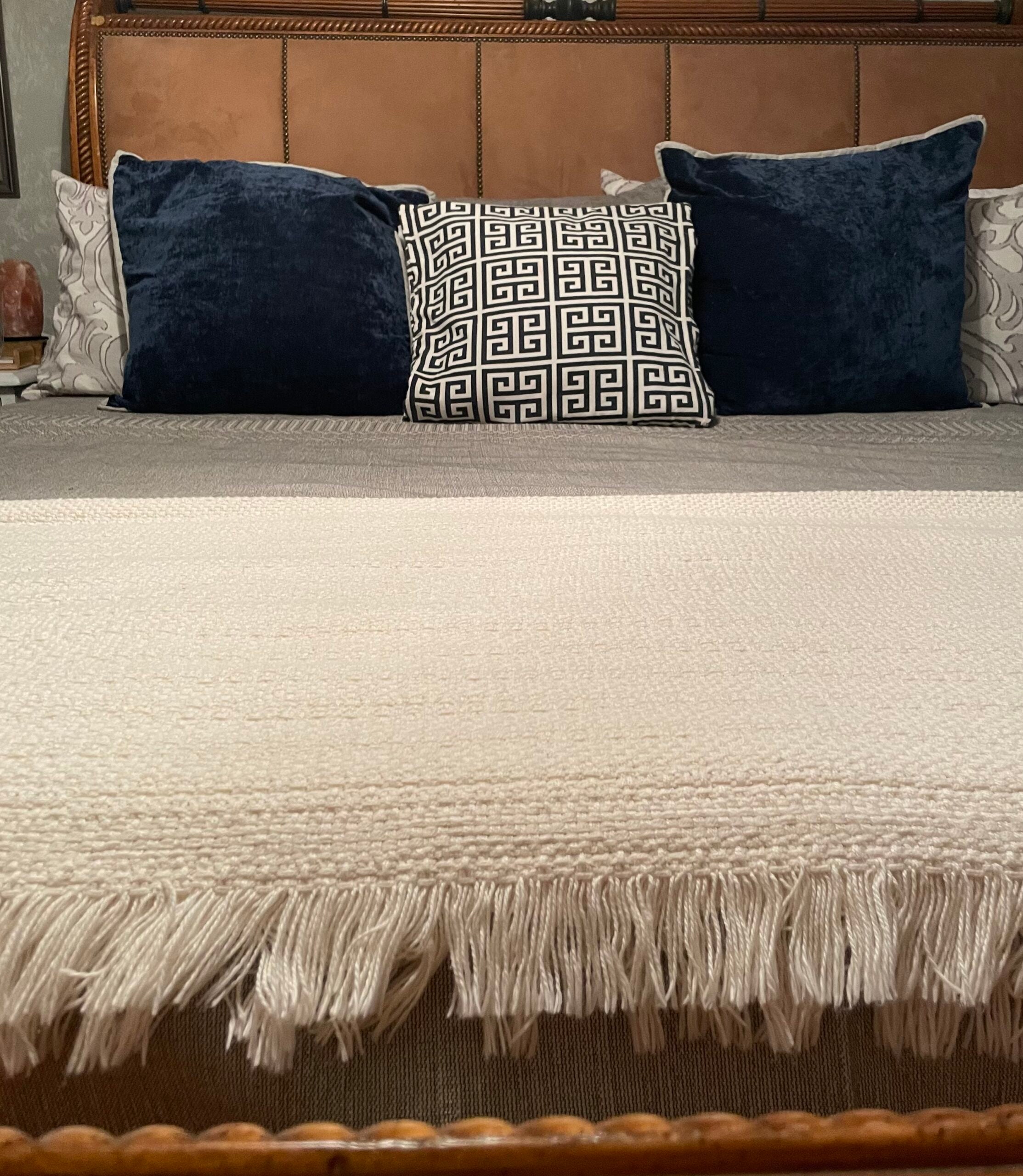 100% Cotton Fringed Throw Blanket - Poppy Natural