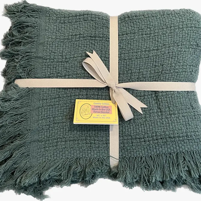 100% Cotton Fringed Throw Blanket - Poppy Natural