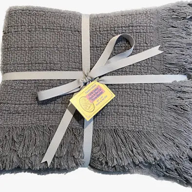 100% Cotton Fringed Throw Blanket - Poppy Natural