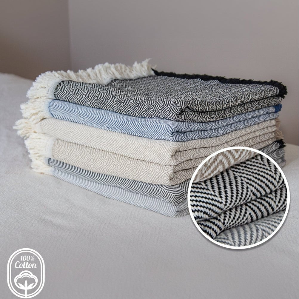 Chevron Patterned Throw - Poppy Natural