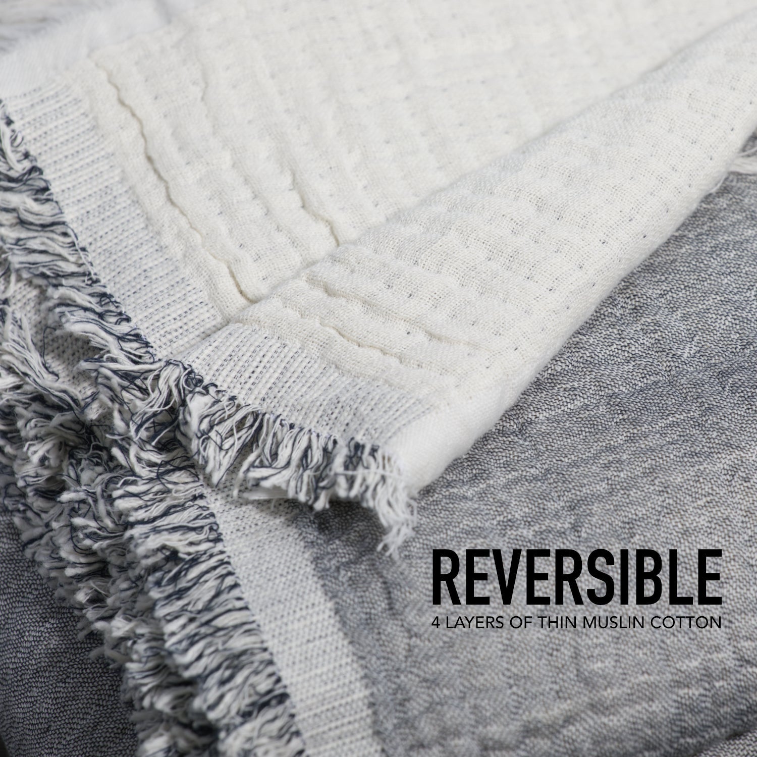 100% Cotton Reversible  Muslin Throw Blanket - Poppy Natural