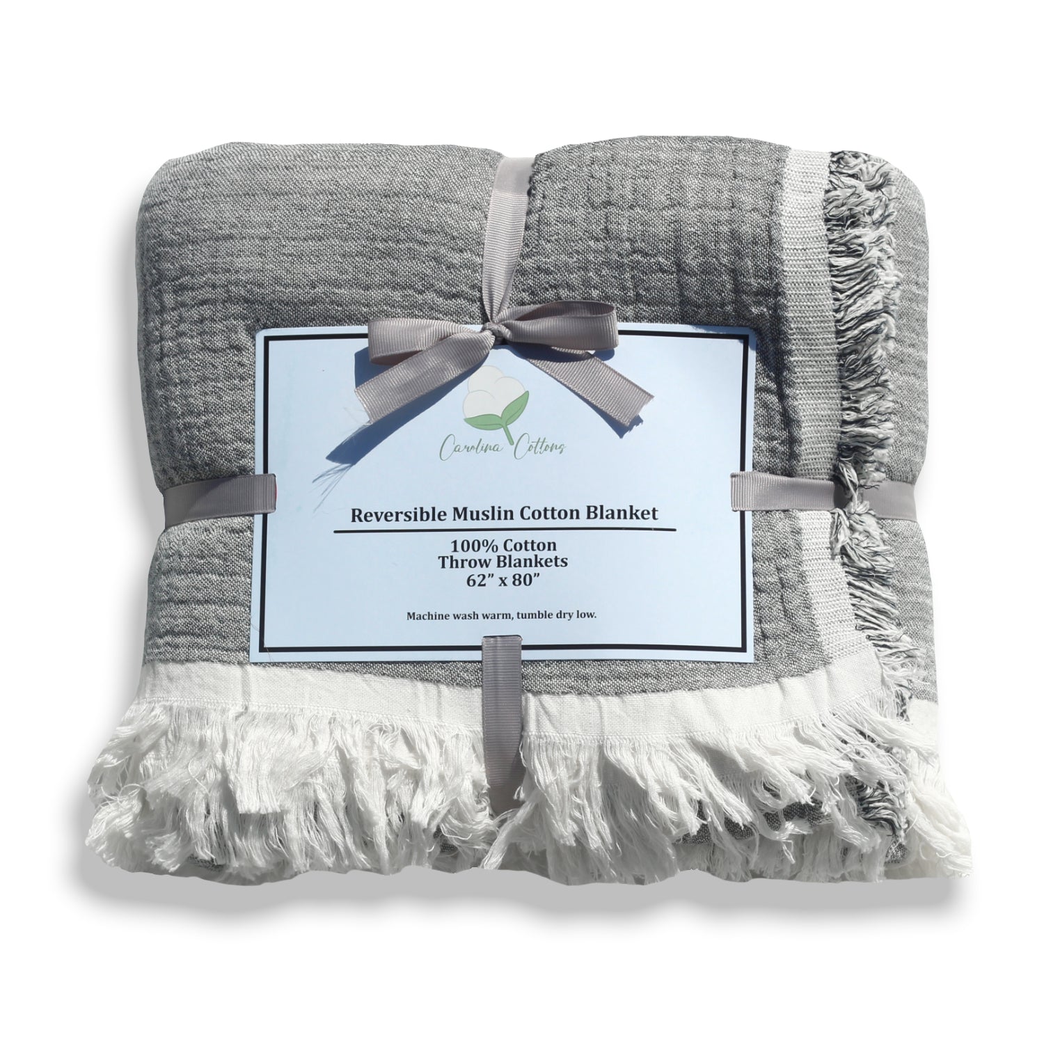 100% Cotton Reversible  Muslin Throw Blanket - Poppy Natural