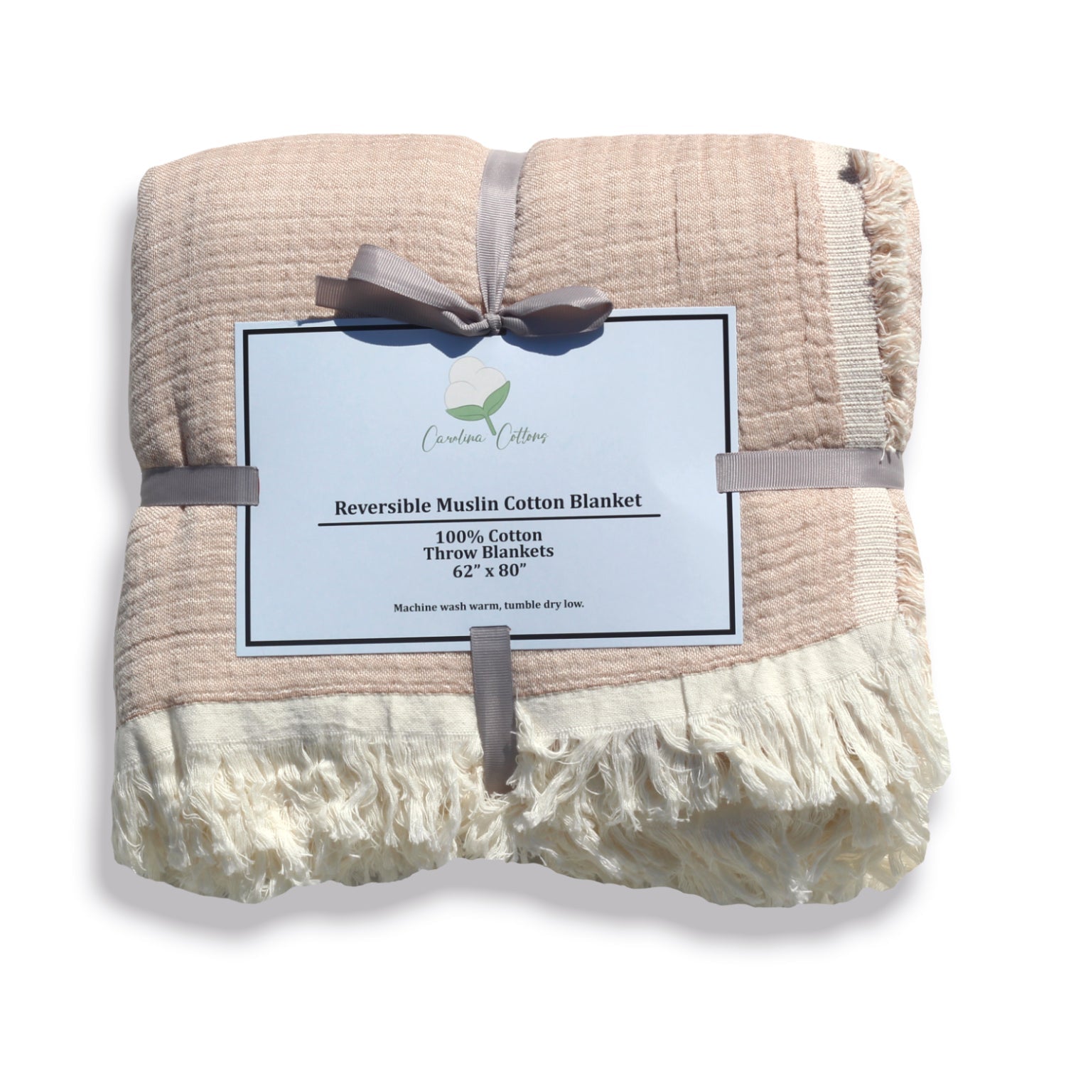 100% Cotton Reversible  Muslin Throw Blanket - Poppy Natural