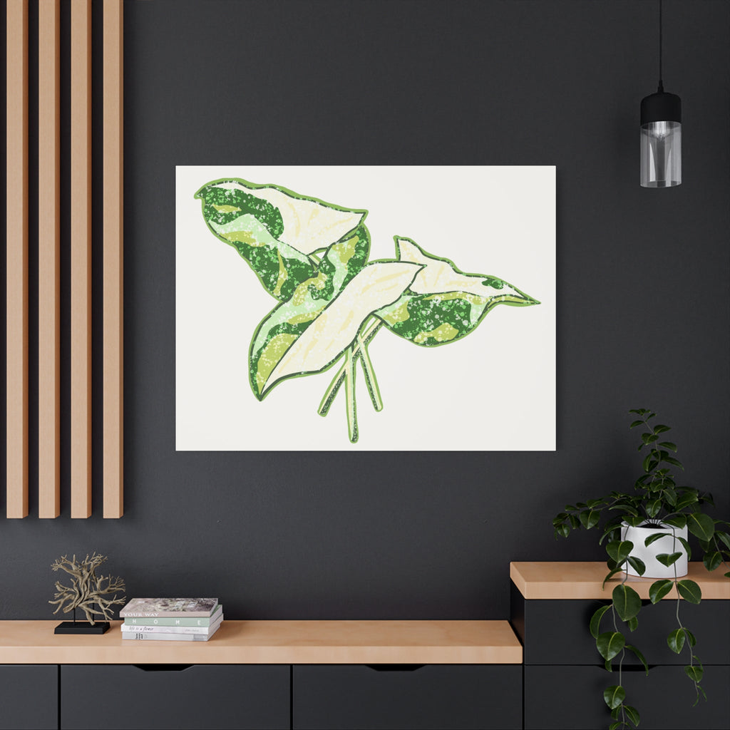 Marble Syngonium Canvas Print – Botanical Wall Art