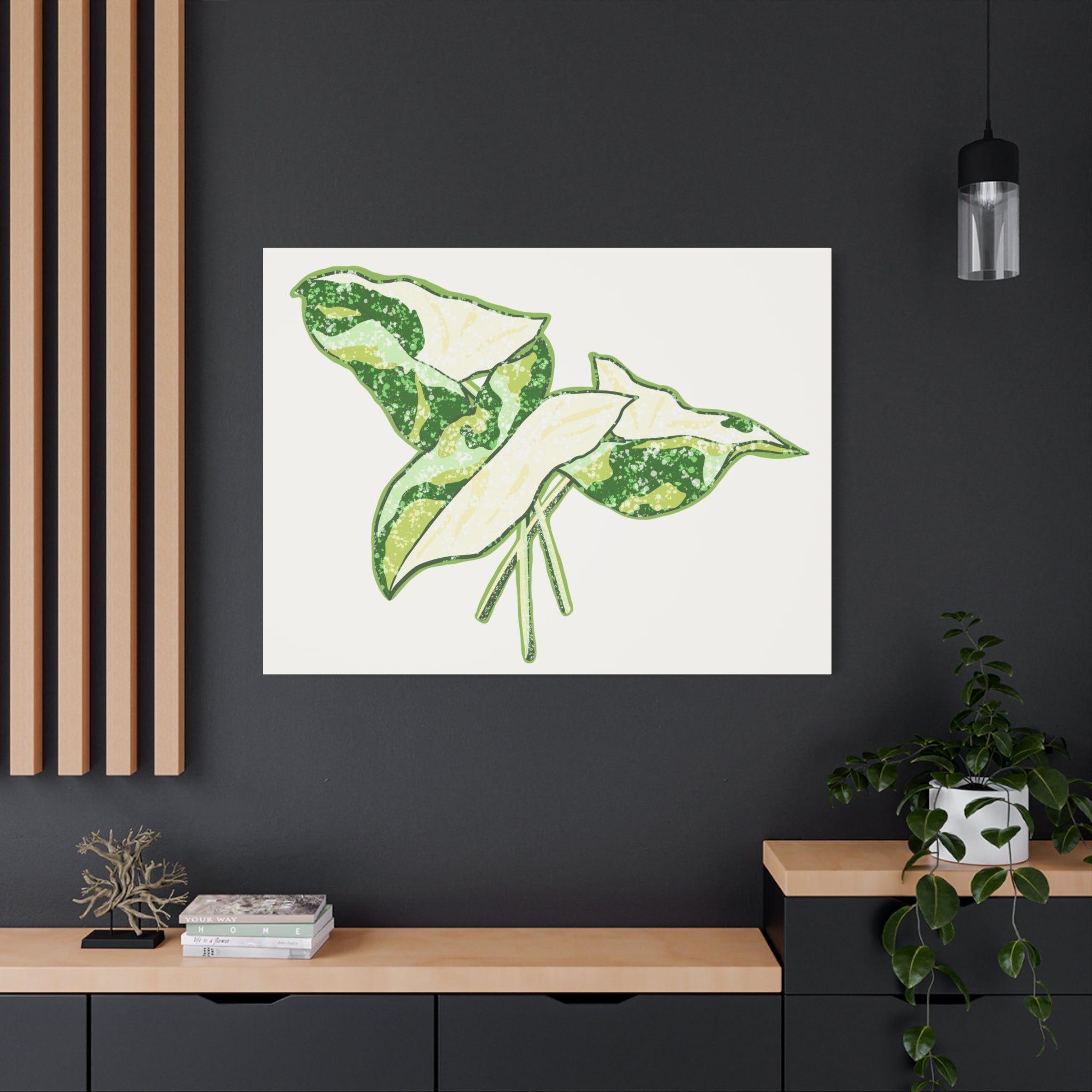 Marble Syngonium Canvas Print – Botanical Wall Art
