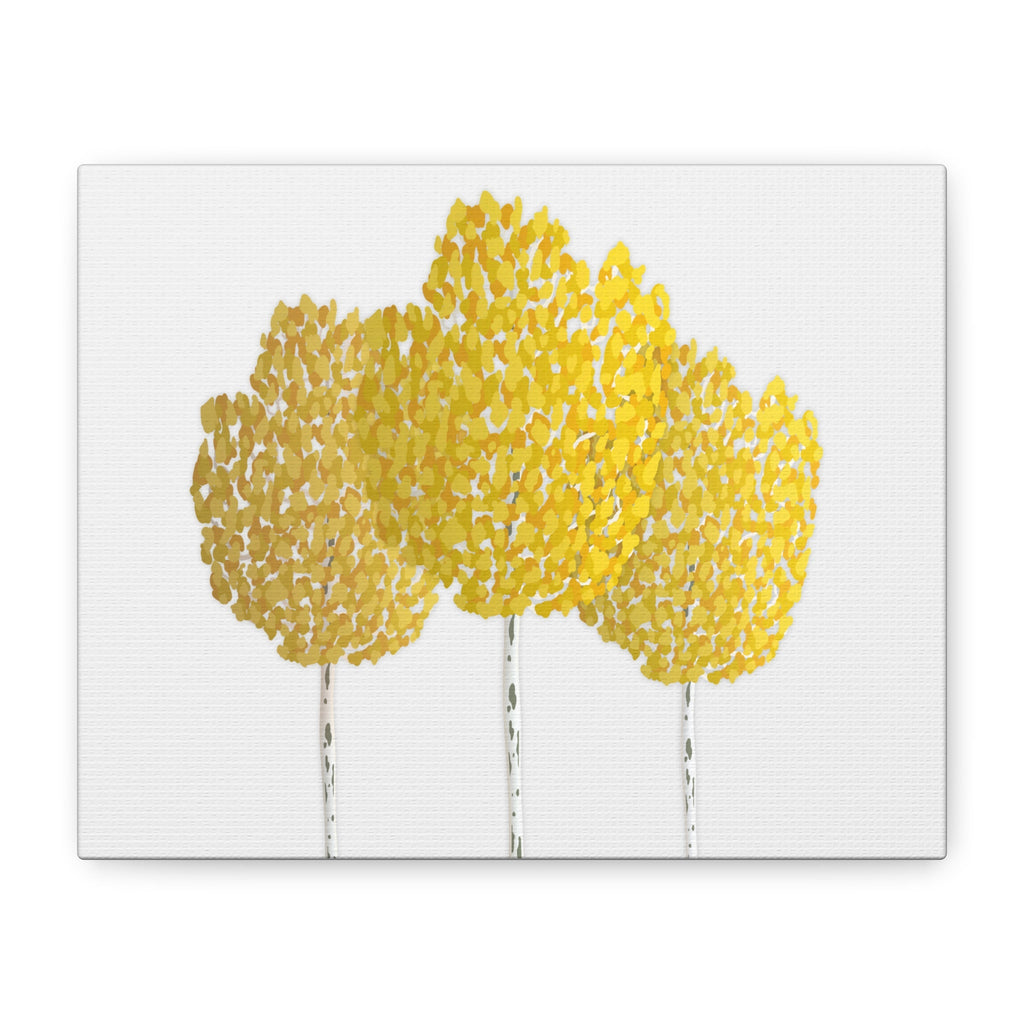 Yellow tree-like shapes on a white background