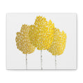 Yellow tree-like shapes on a white background