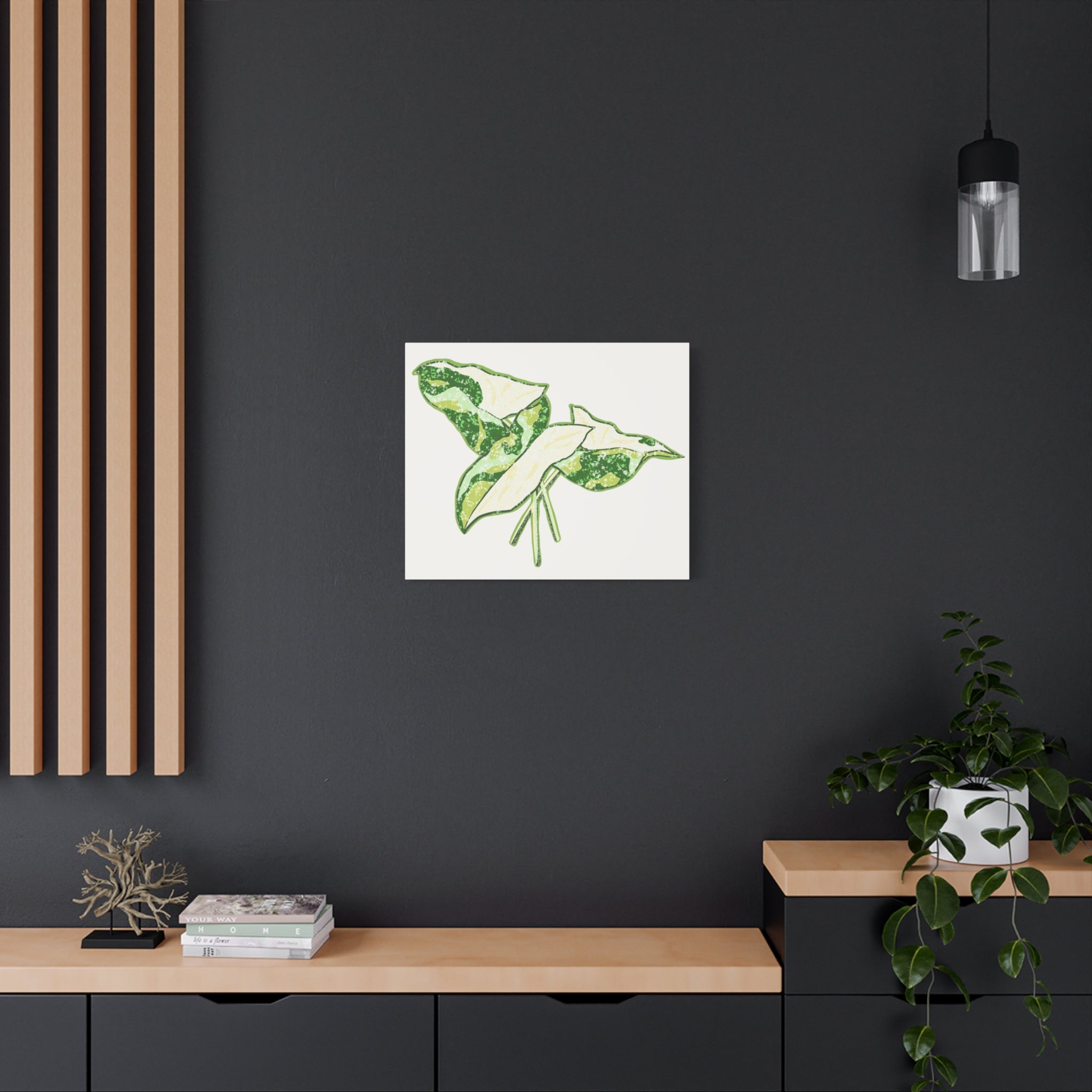 Marble Syngonium Canvas Print – Botanical Wall Art