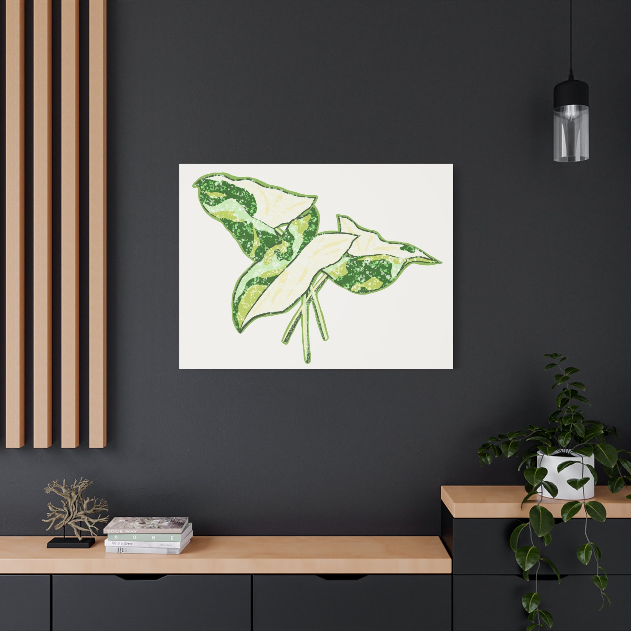 Marble Syngonium Canvas Print – Botanical Wall Art