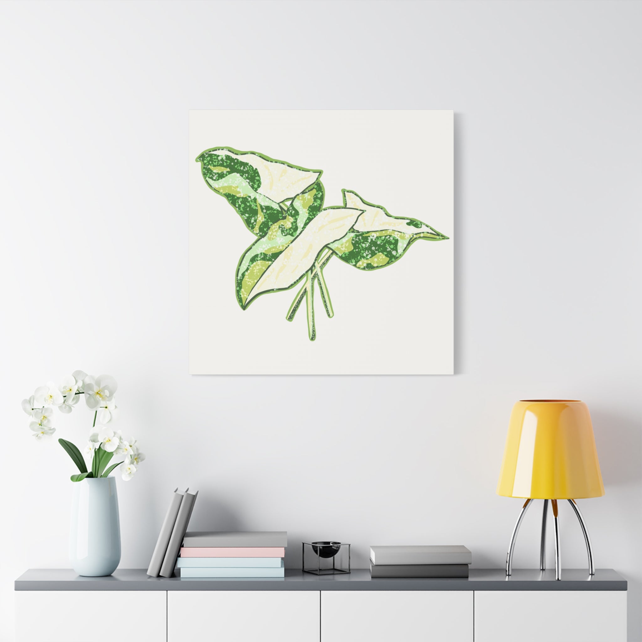 Marble Syngonium Canvas Print – Botanical Wall Art
