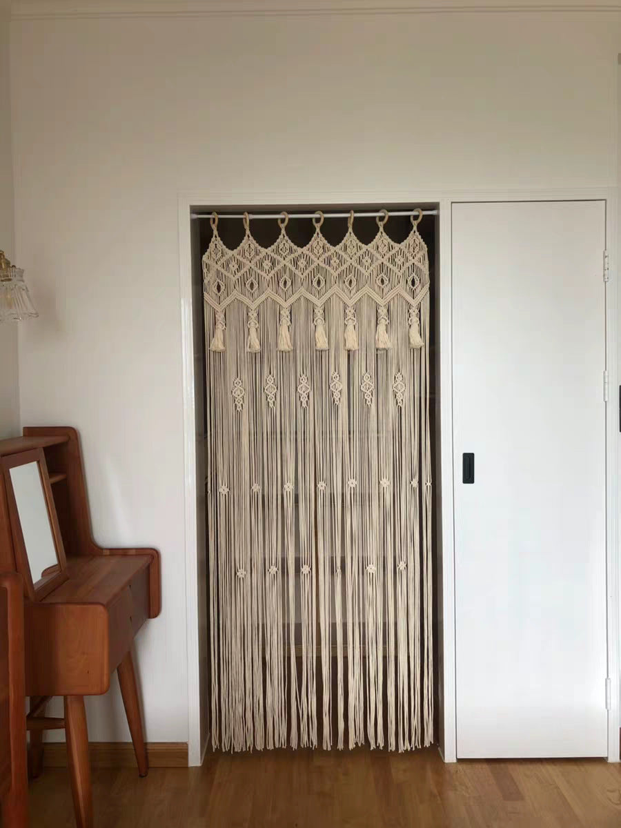 Hand-Woven Cotton Curtain Tapestry
