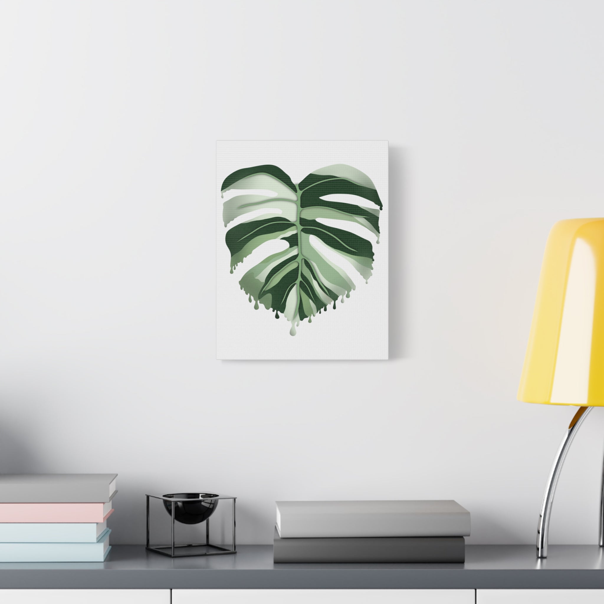 Melting Monstera Albo Canvas Print – Botanical Wall Art