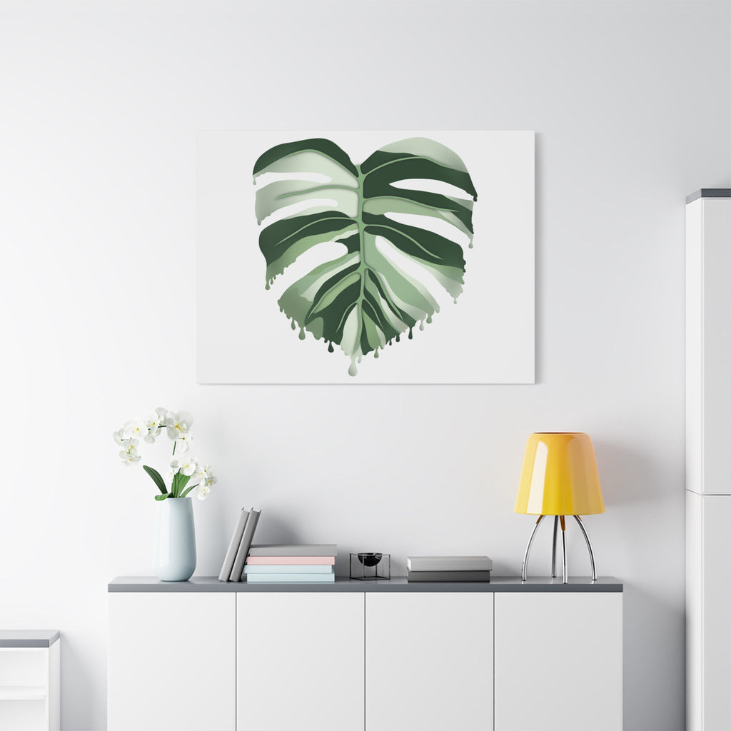 Melting Monstera Albo Canvas Print – Botanical Wall Art