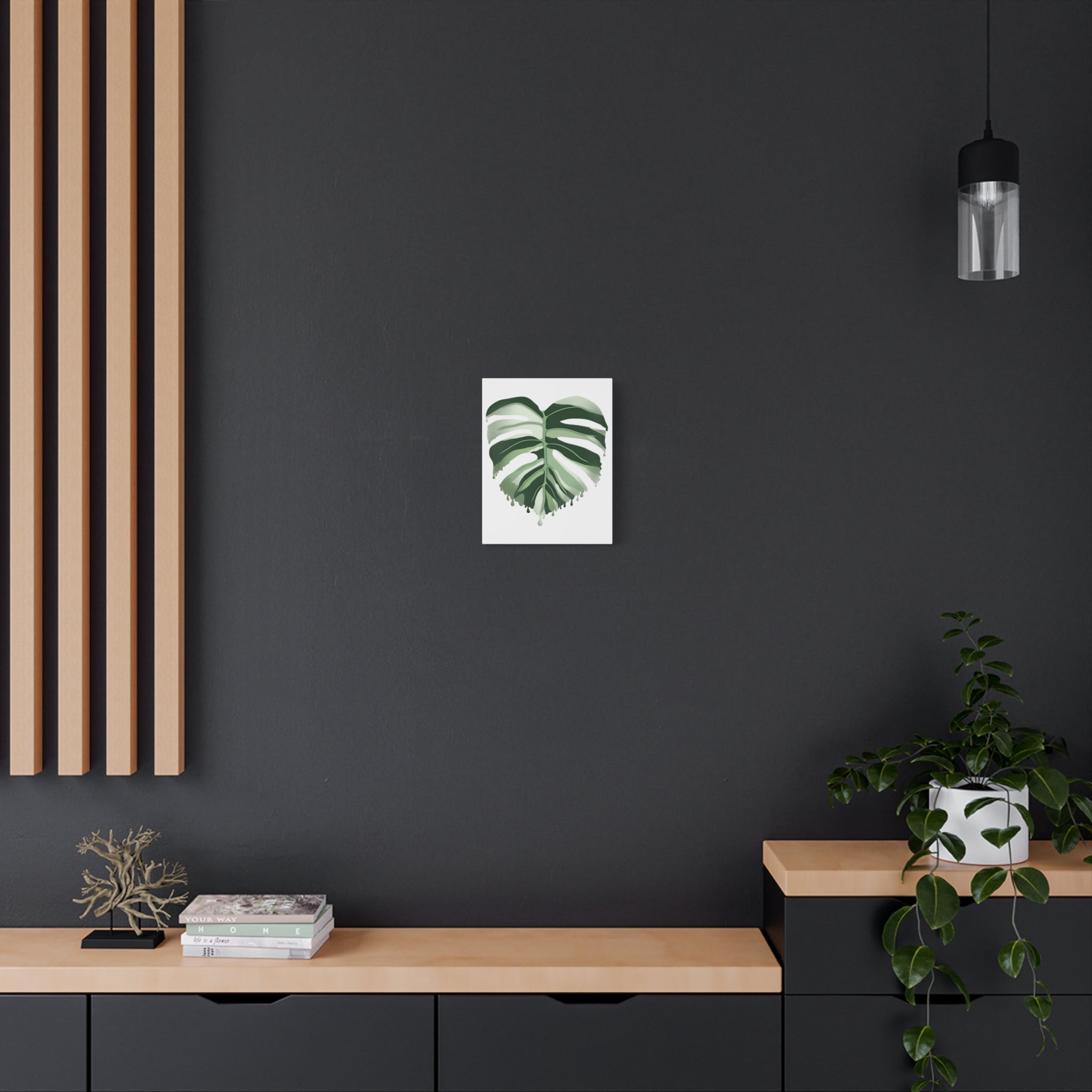 Melting Monstera Albo Canvas Print – Botanical Wall Art