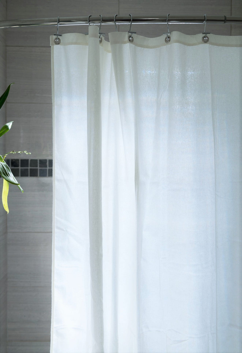 Cotton Shower Curtain – White or Natural, Bath, Tub + Stall Sizes