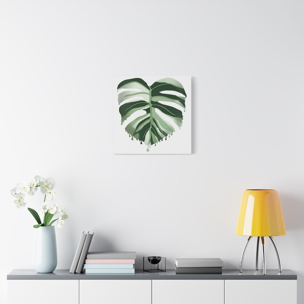 Melting Monstera Albo Canvas Print – Botanical Wall Art
