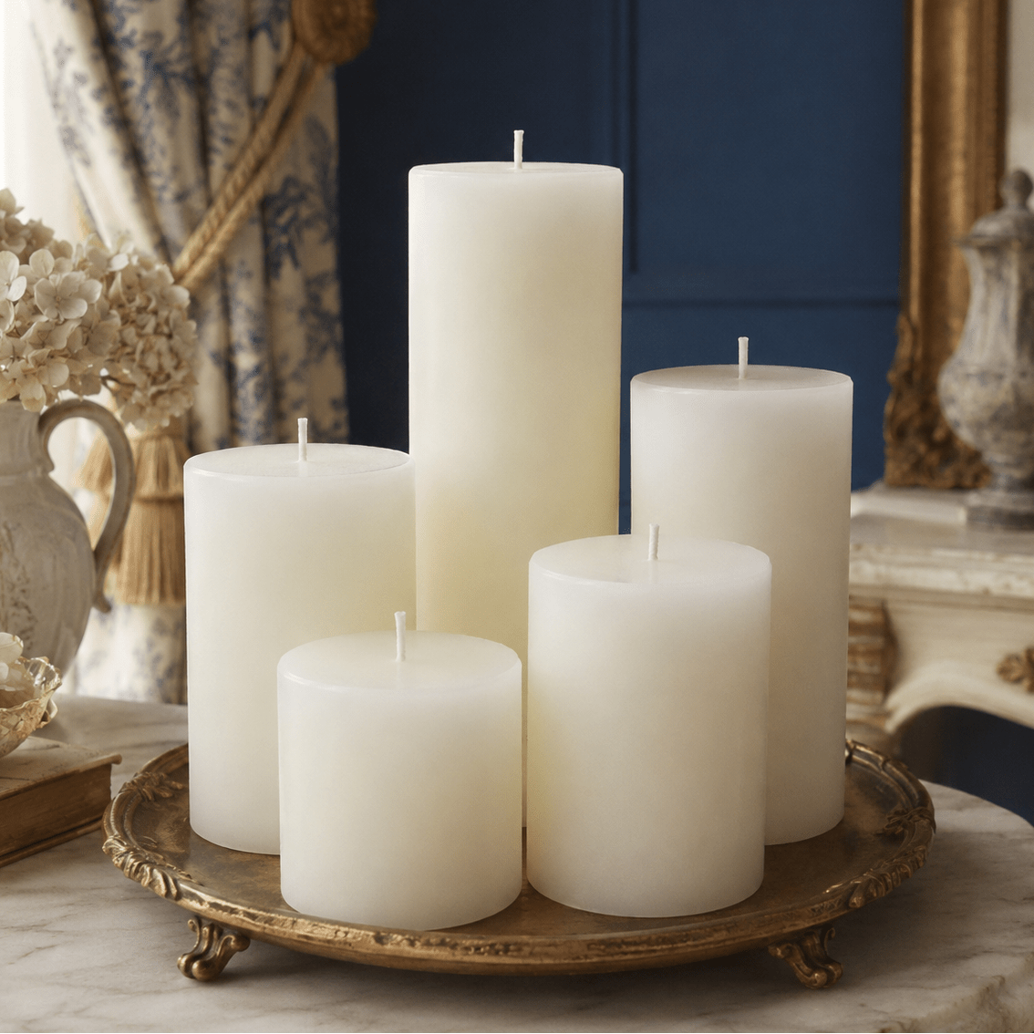 3 Inch White Beeswax Pillar Candles - Poppy Natural