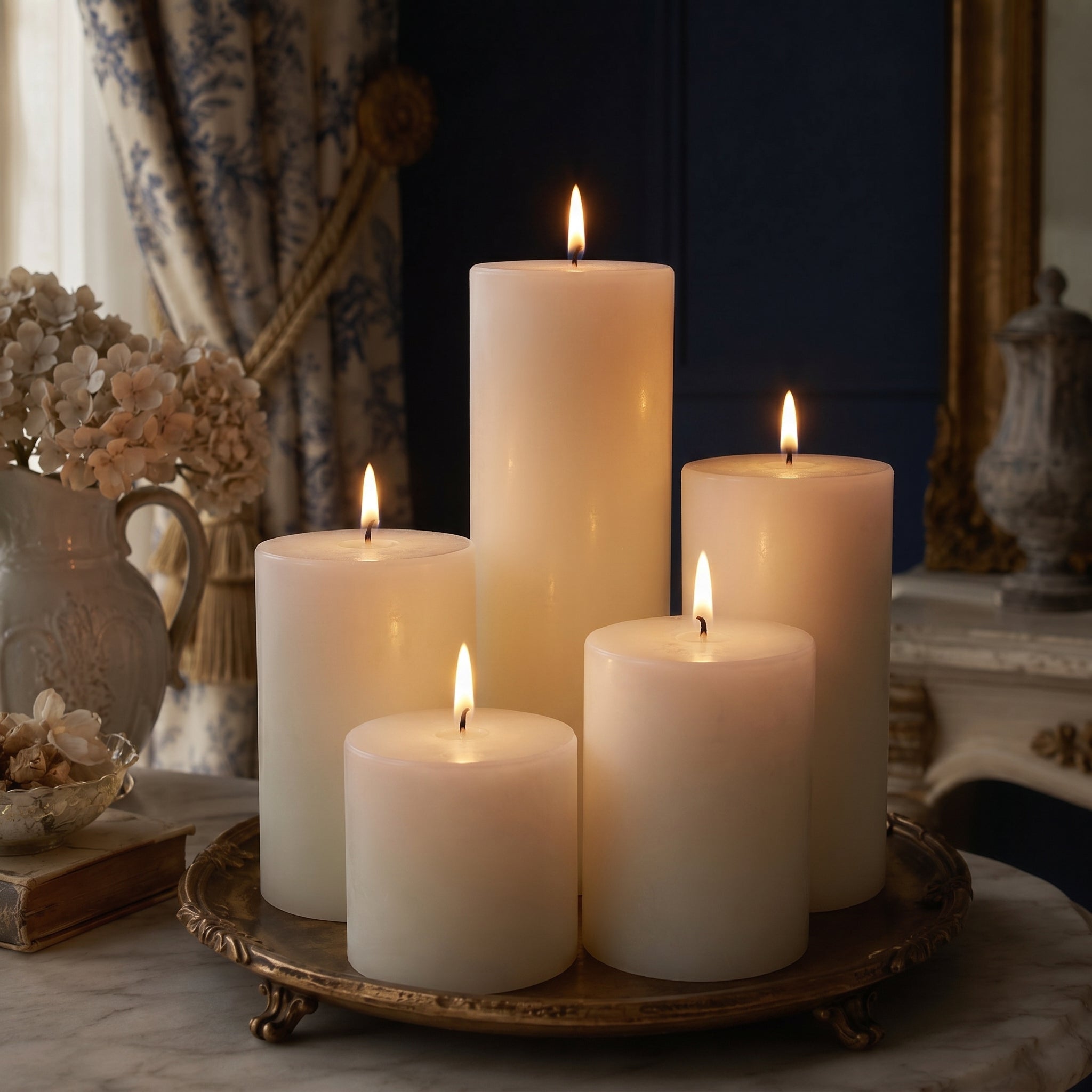 3 Inch White Beeswax Pillar Candles - Poppy Natural