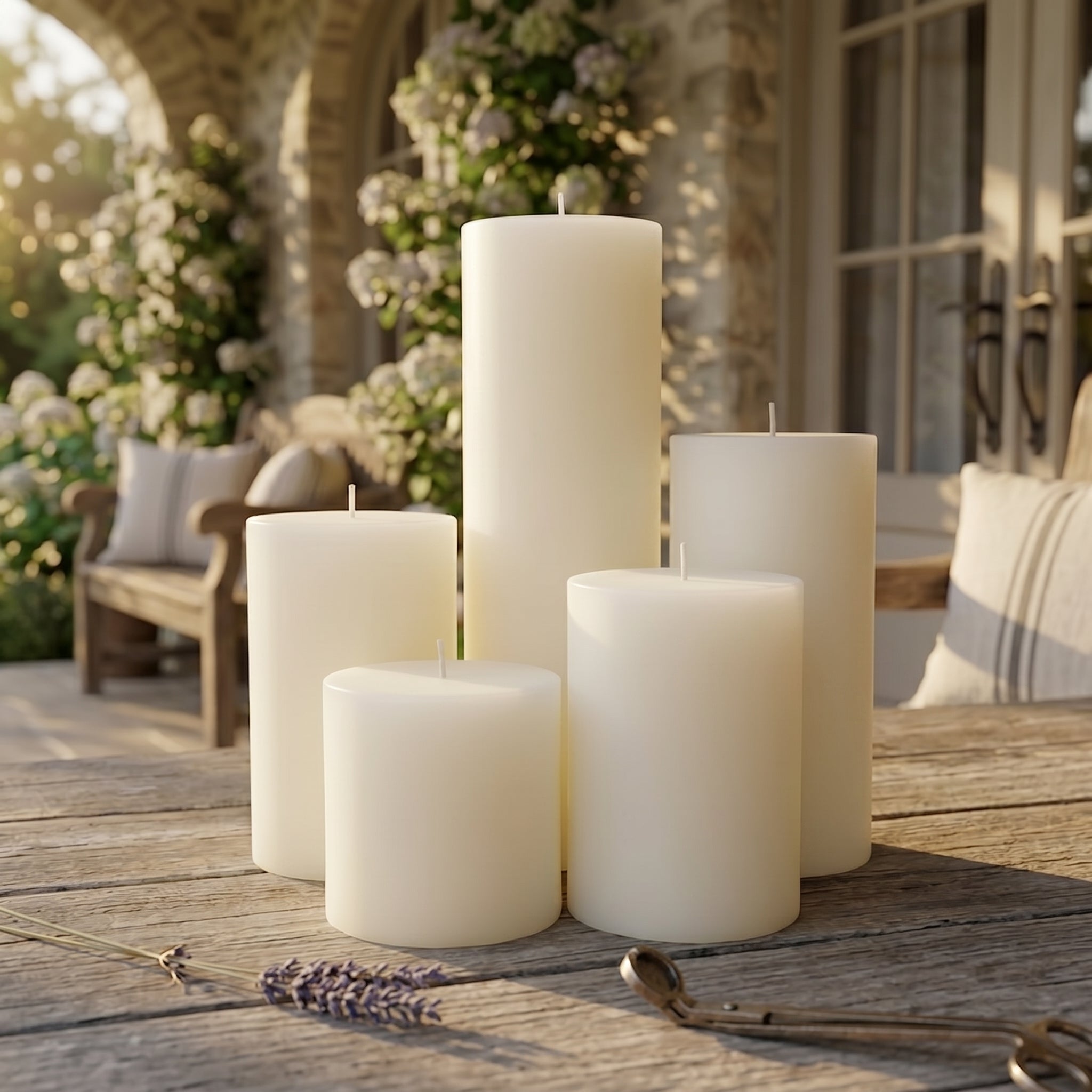 3 Inch White Beeswax Pillar Candles - Poppy Natural