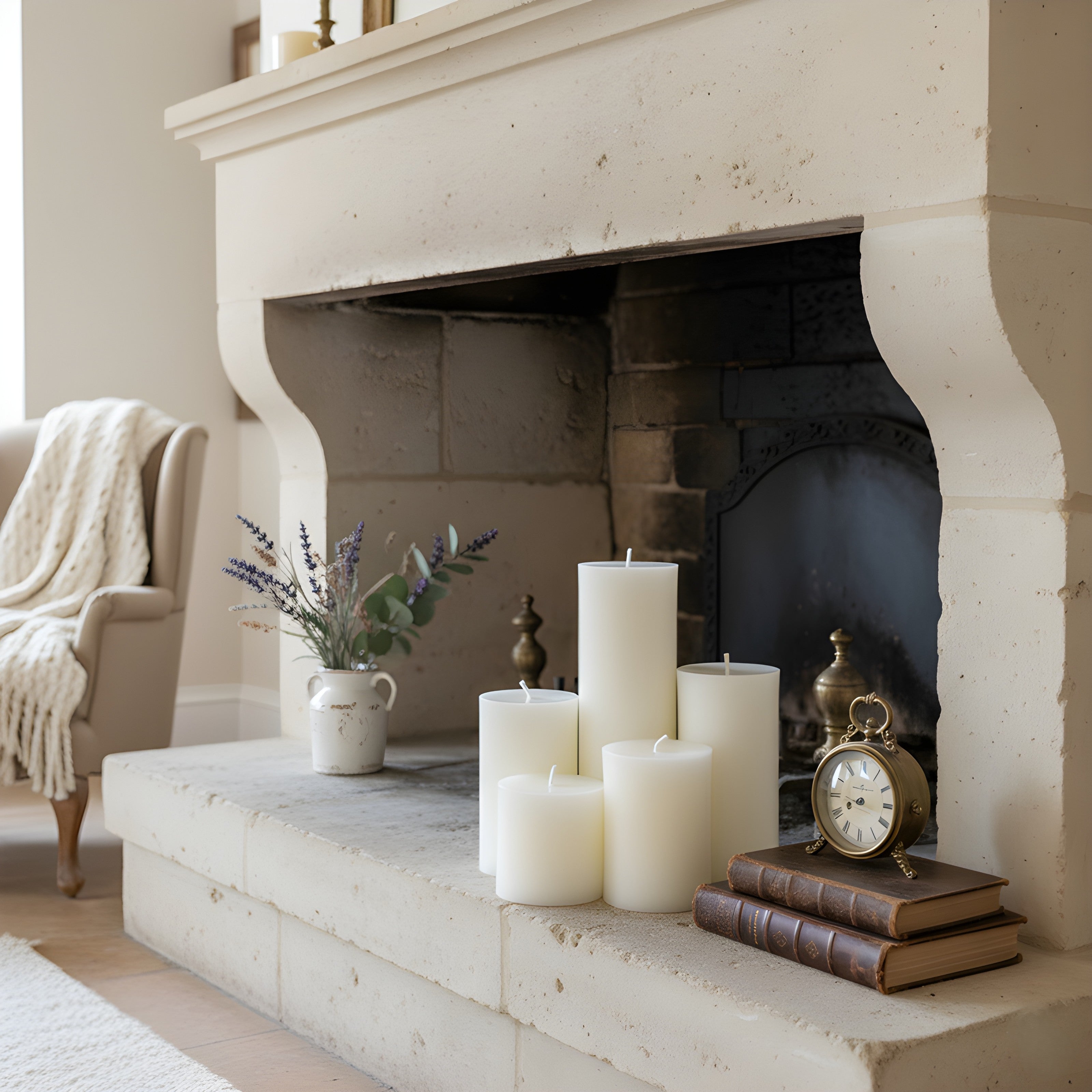 3 Inch White Beeswax Pillar Candles - Poppy Natural
