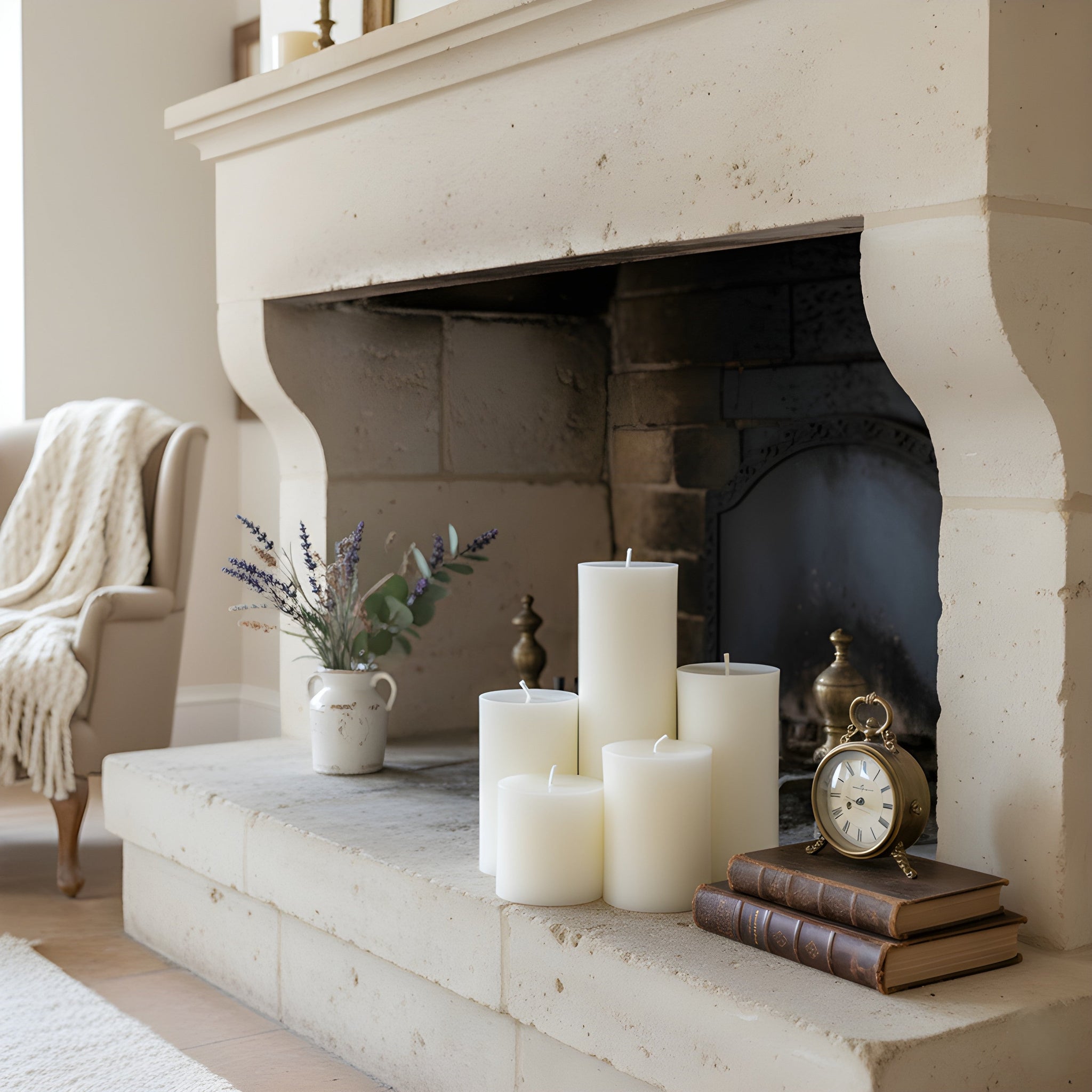 3 Inch White Beeswax Pillar Candles - Poppy Natural