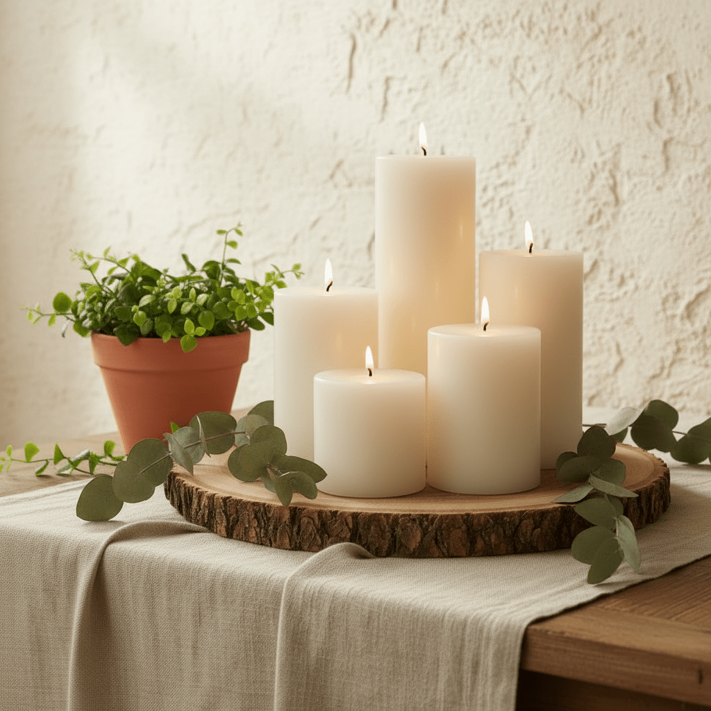 3 Inch White Beeswax Pillar Candles - Poppy Natural