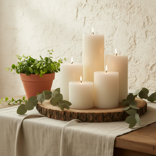 3 Inch White Beeswax Pillar Candles - Poppy Natural