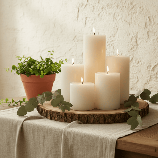 3 Inch White Beeswax Pillar Candles - Poppy Natural