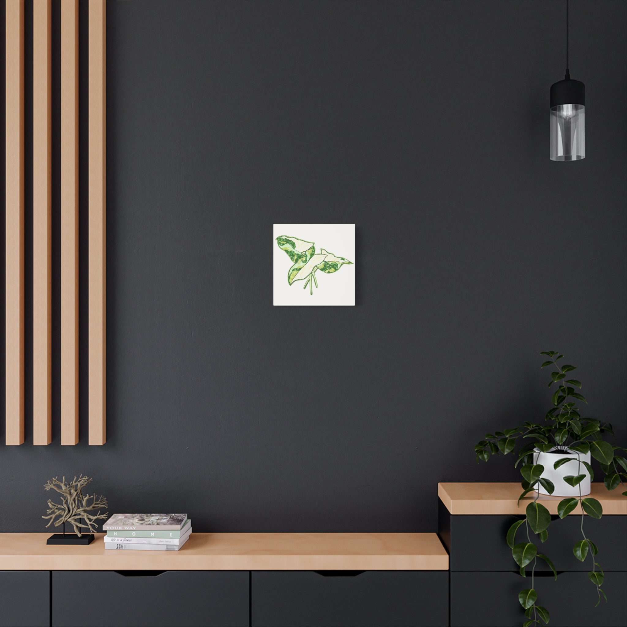 Marble Syngonium Canvas Print – Botanical Wall Art