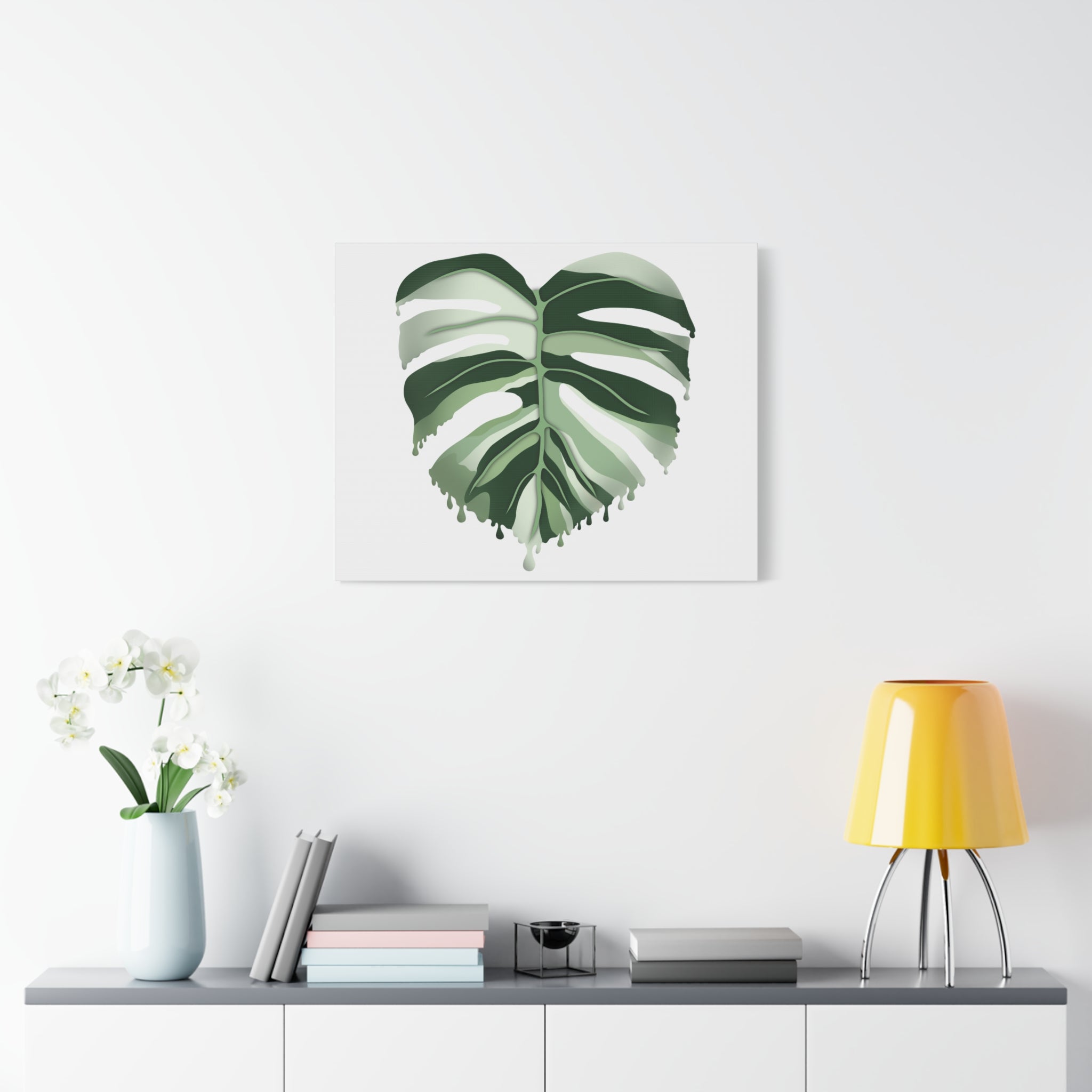 Melting Monstera Albo Canvas Print – Botanical Wall Art