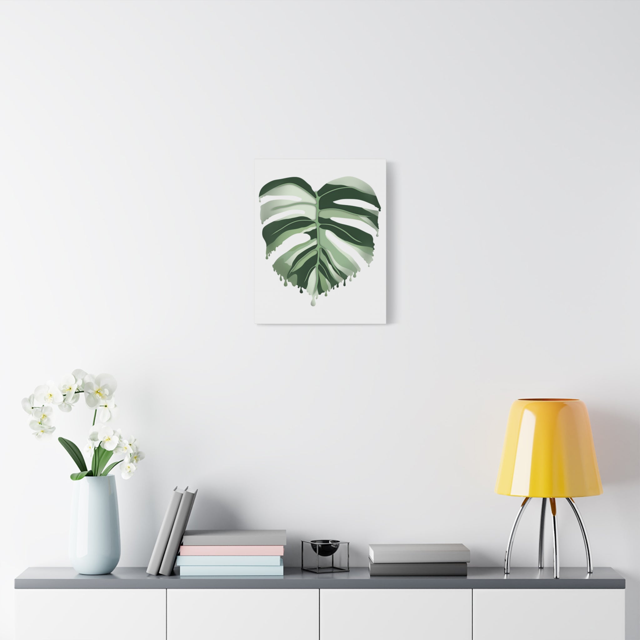 Melting Monstera Albo Canvas Print – Botanical Wall Art