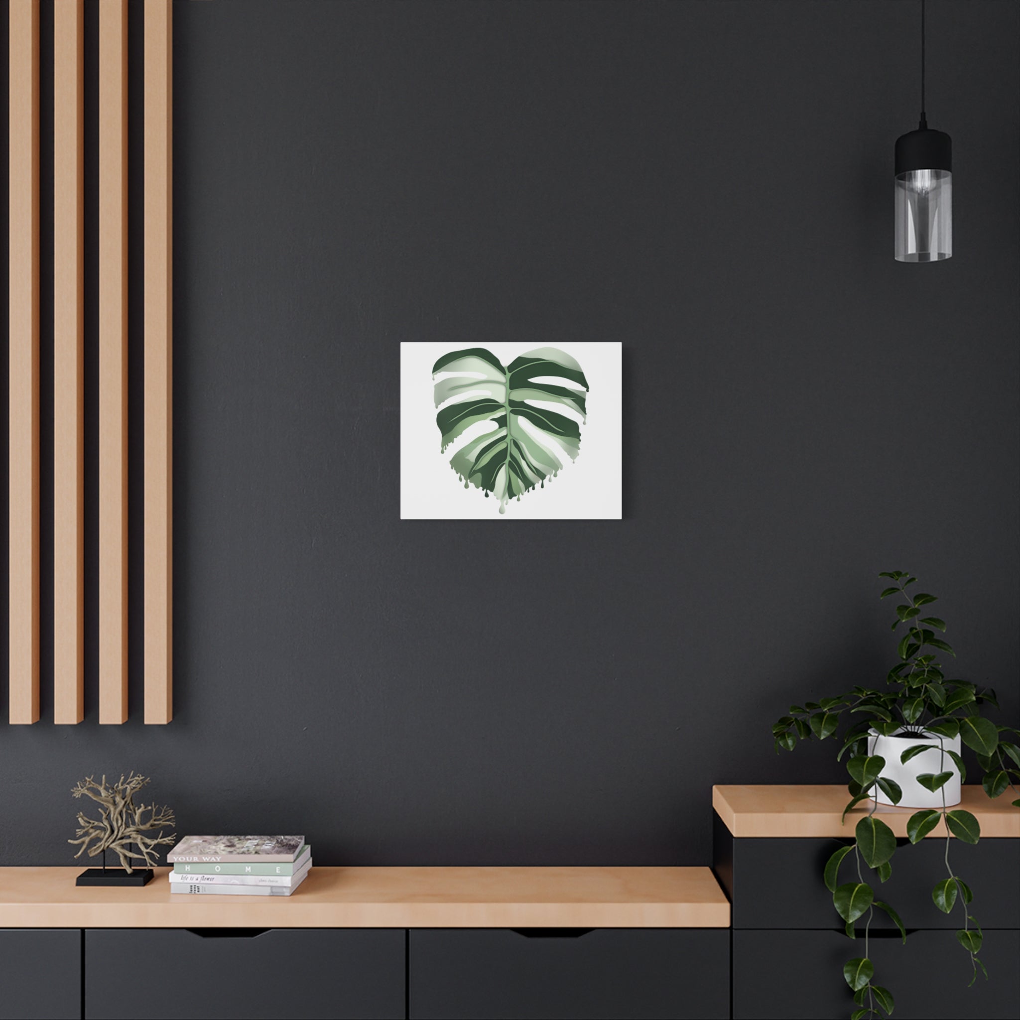 Melting Monstera Albo Canvas Print – Botanical Wall Art