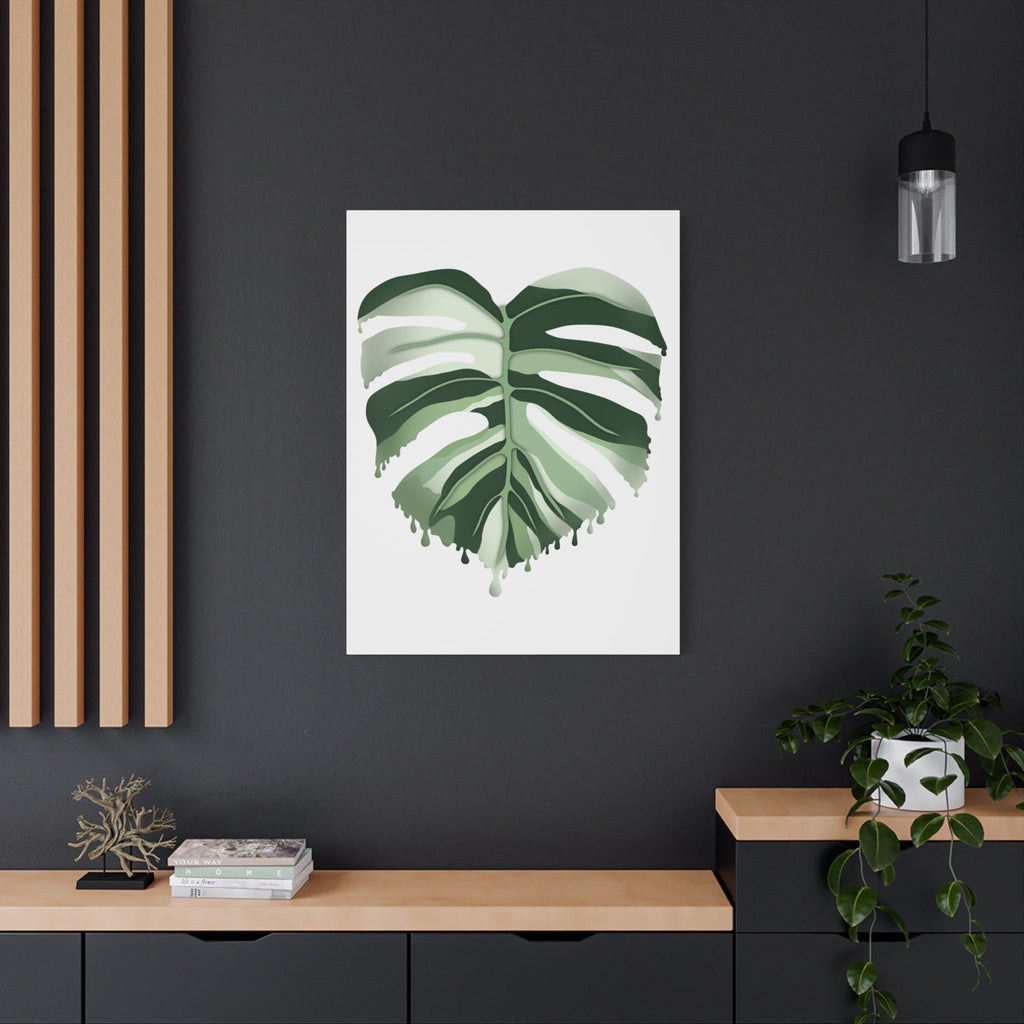 Melting Monstera Albo Canvas Print – Botanical Wall Art
