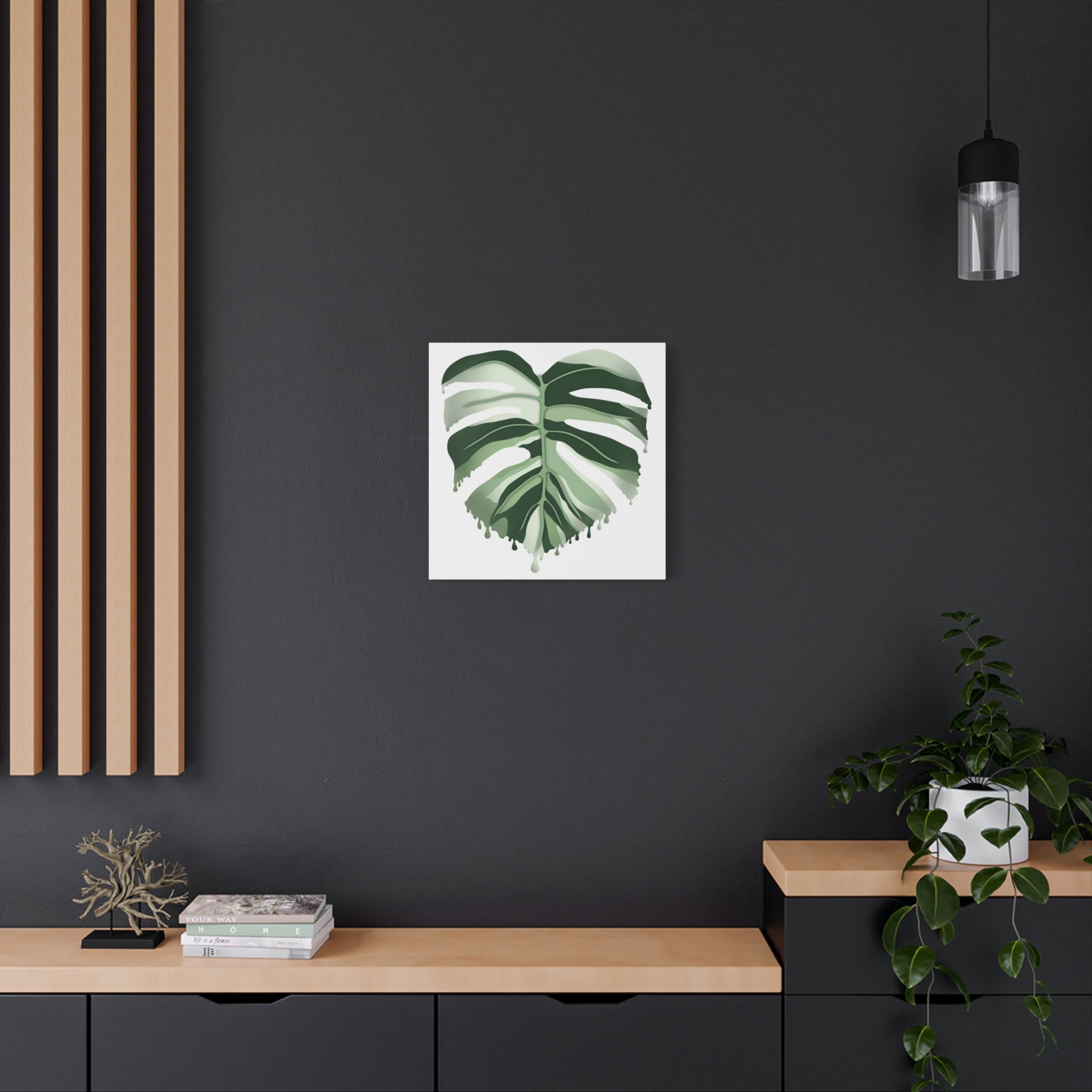 Melting Monstera Albo Canvas Print – Botanical Wall Art