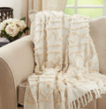 Diamond Embellished Cotton Throw Blanket — Ivory