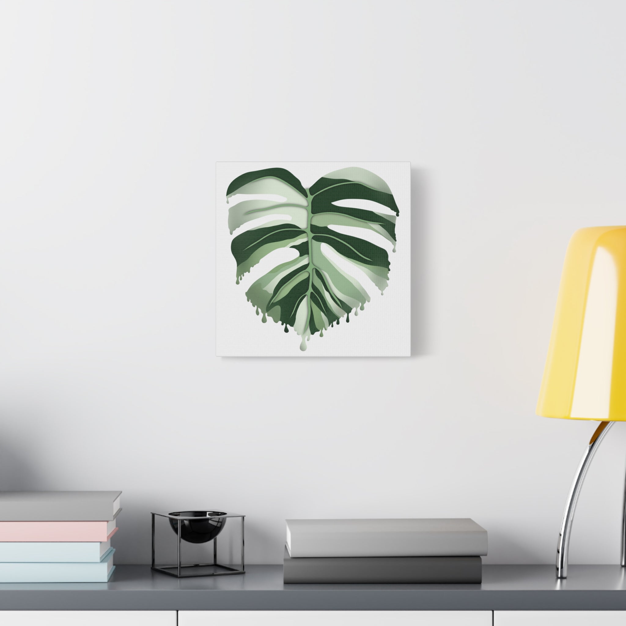 Melting Monstera Albo Canvas Print – Botanical Wall Art