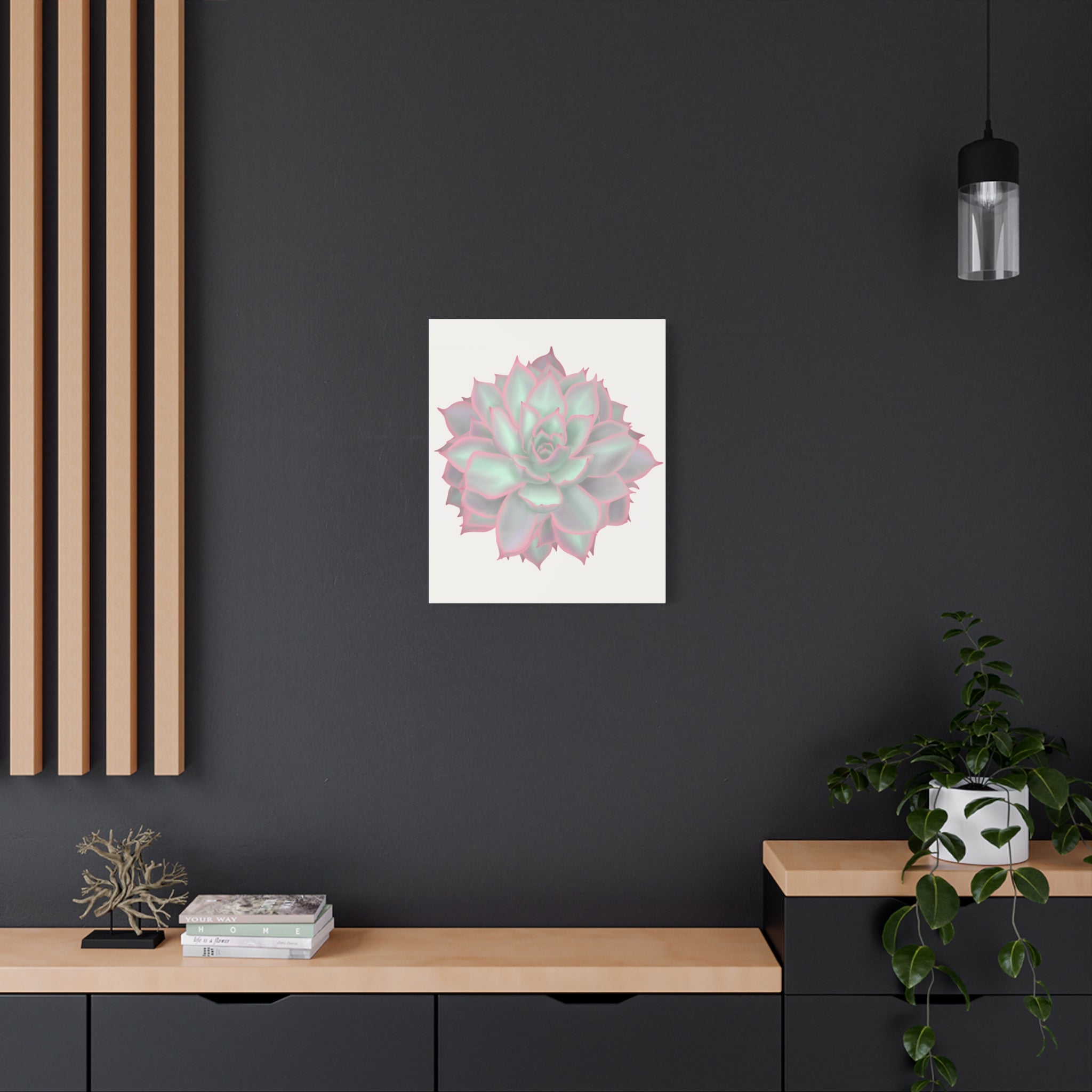 Echeveria Violet Queen Succulent Canvas Print – Botanical Wall Art
