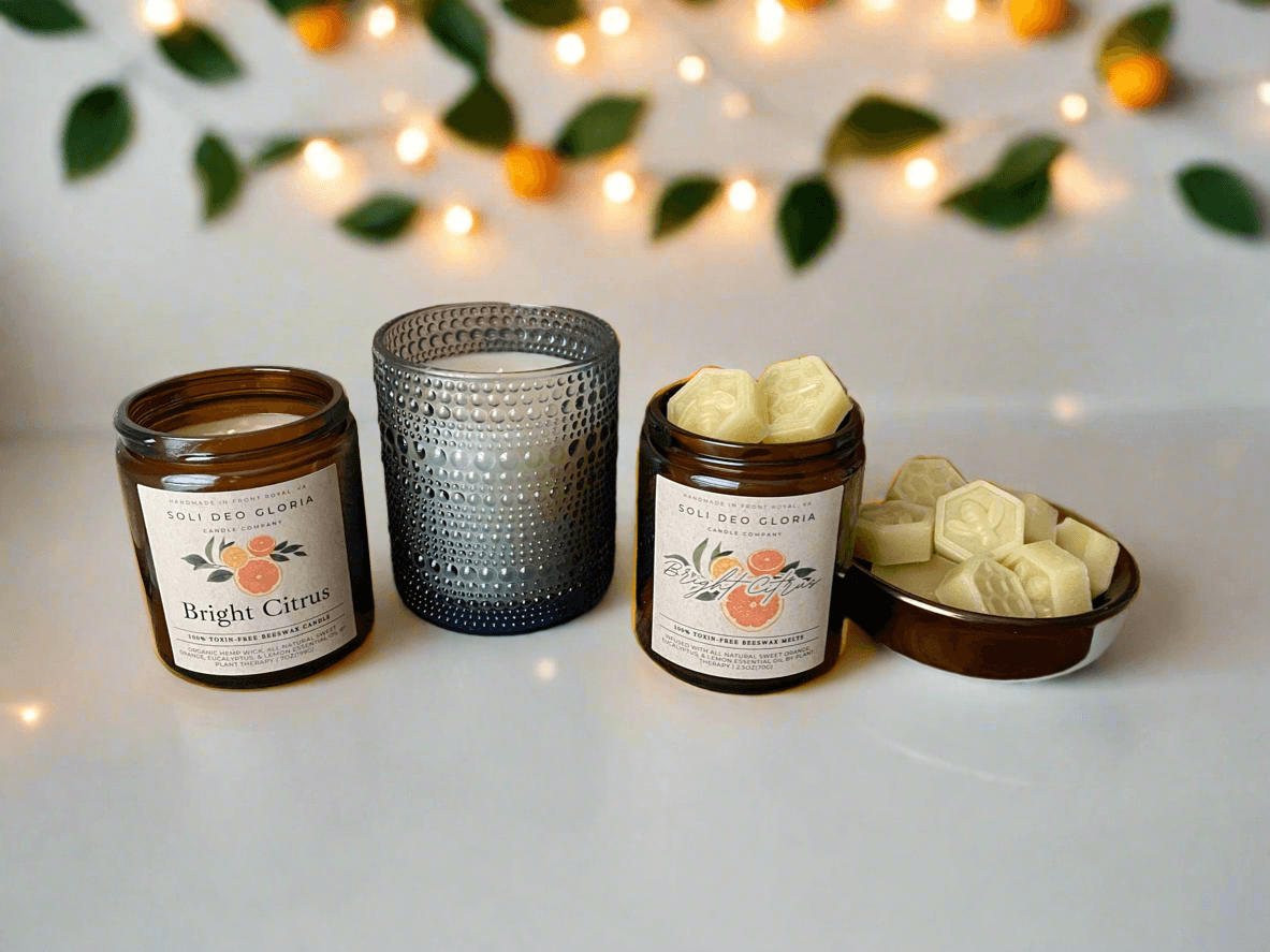 Bright Citrus | Natural Beeswax Candle with Organic Essential Oils - Poppy Natural