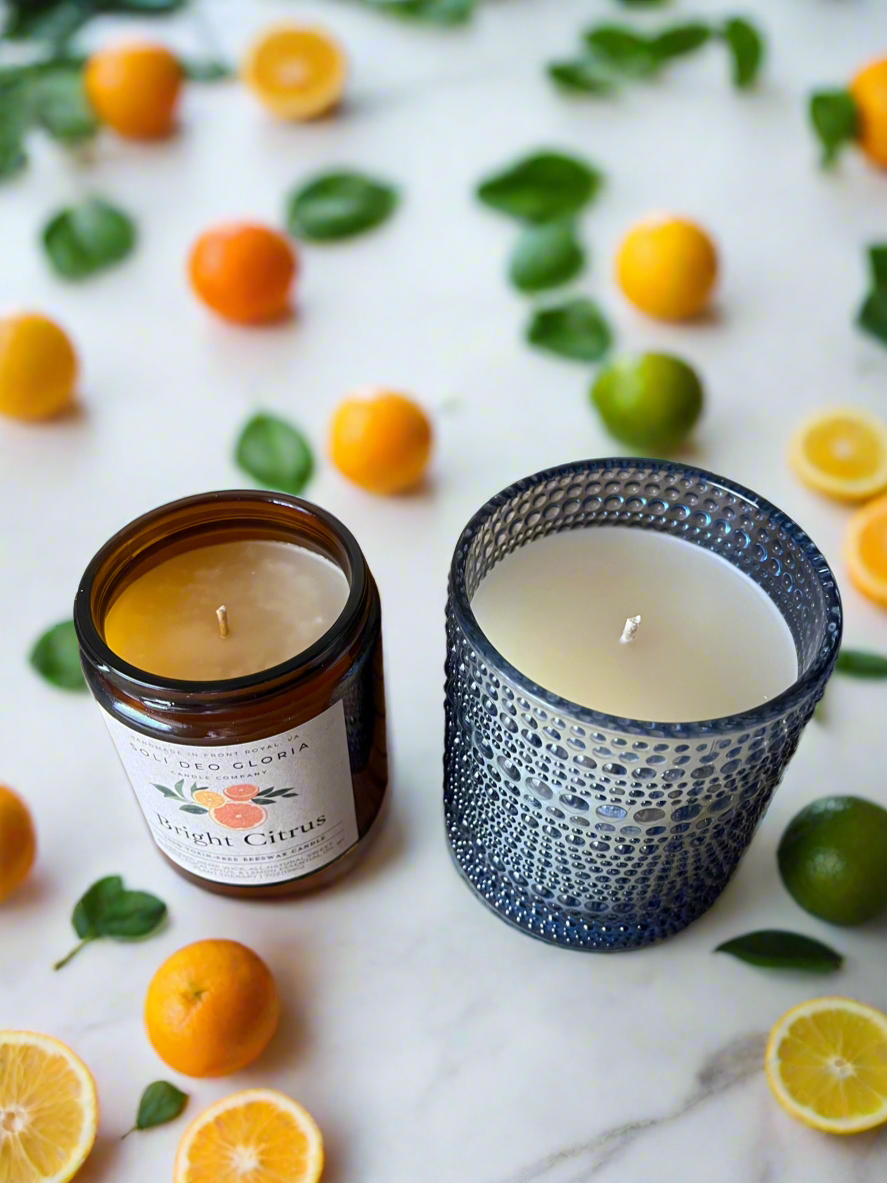 Bright Citrus | Natural Beeswax Candle with Organic Essential Oils - Poppy Natural