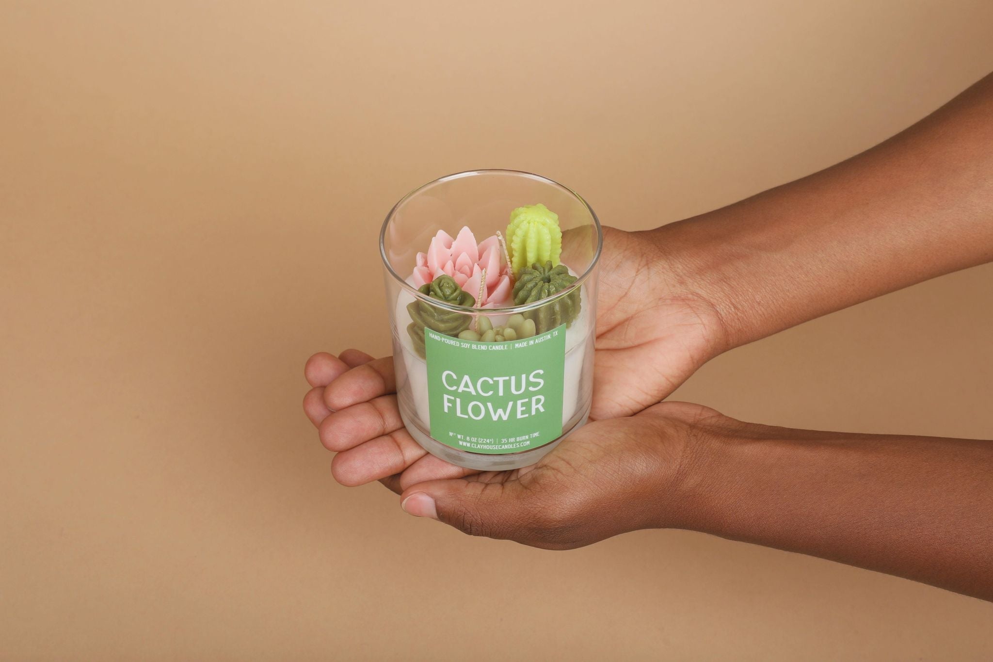 Cactus Flower Container Candle - Poppy Natural