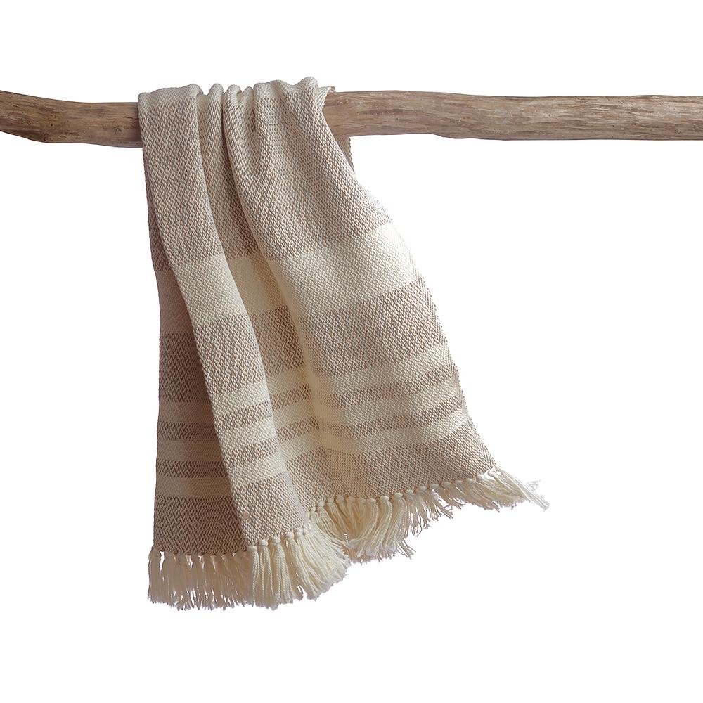 Camel Stripes Wool Blend Blanket - Poppy Natural