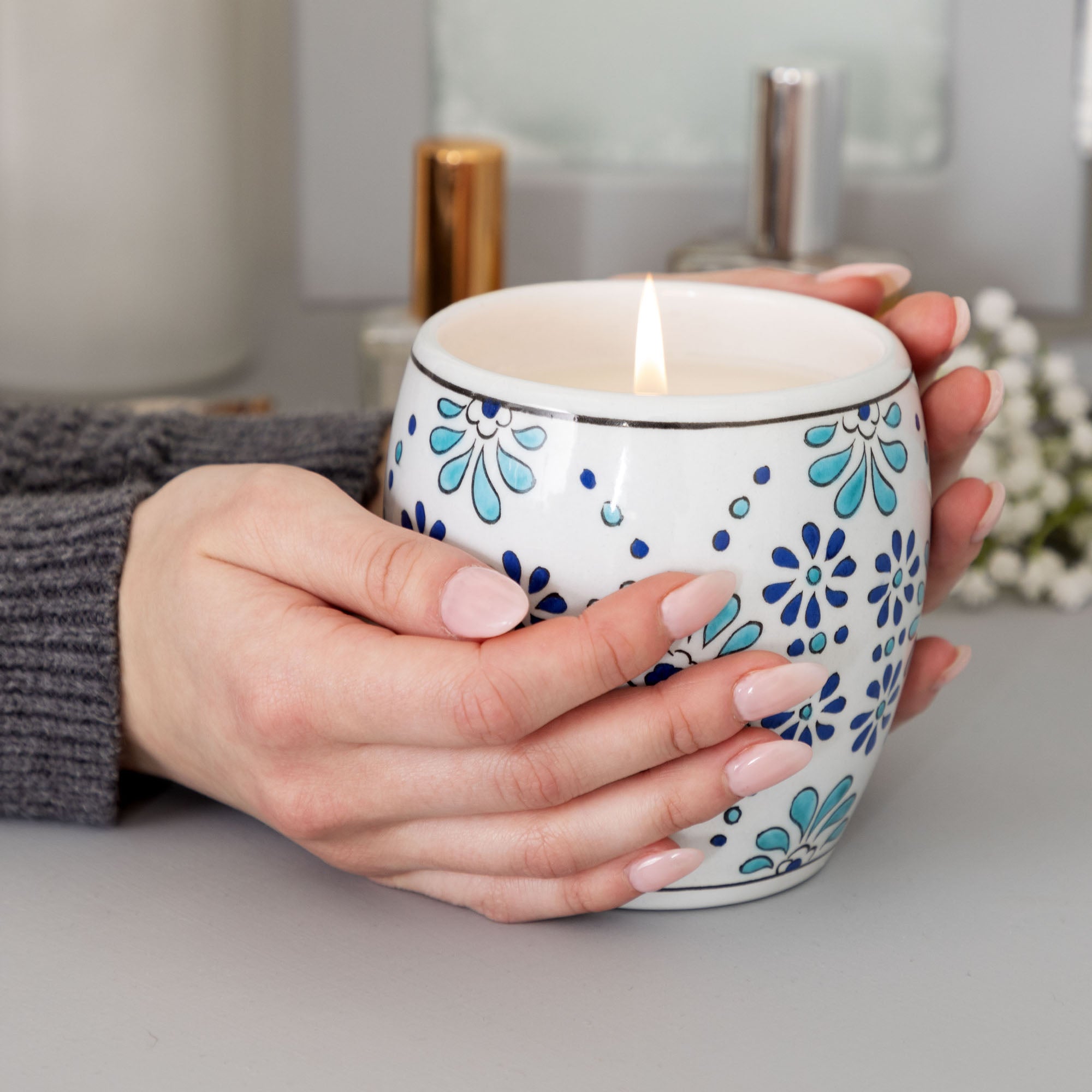 Ceramic Artisan Hand-Poured Candle - Poppy Natural