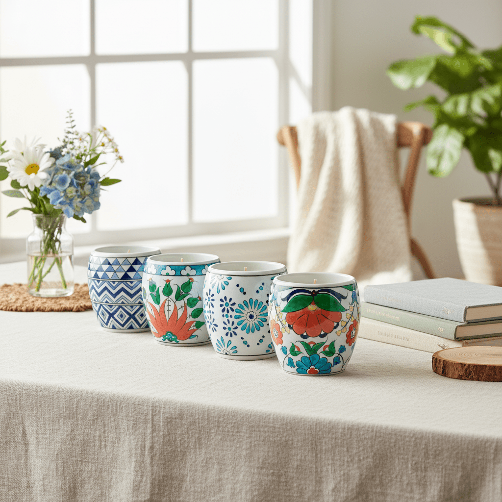 Ceramic Artisan Hand-Poured Candle - Poppy Natural