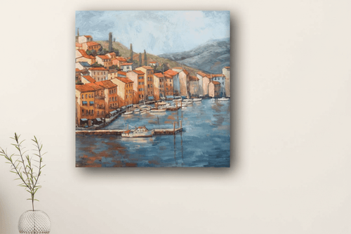 Coastal Italian Village Canvas Print - Poppy Natural