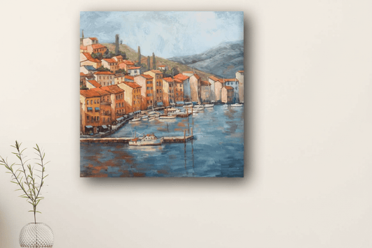 Coastal Italian Village Canvas Print - Poppy Natural