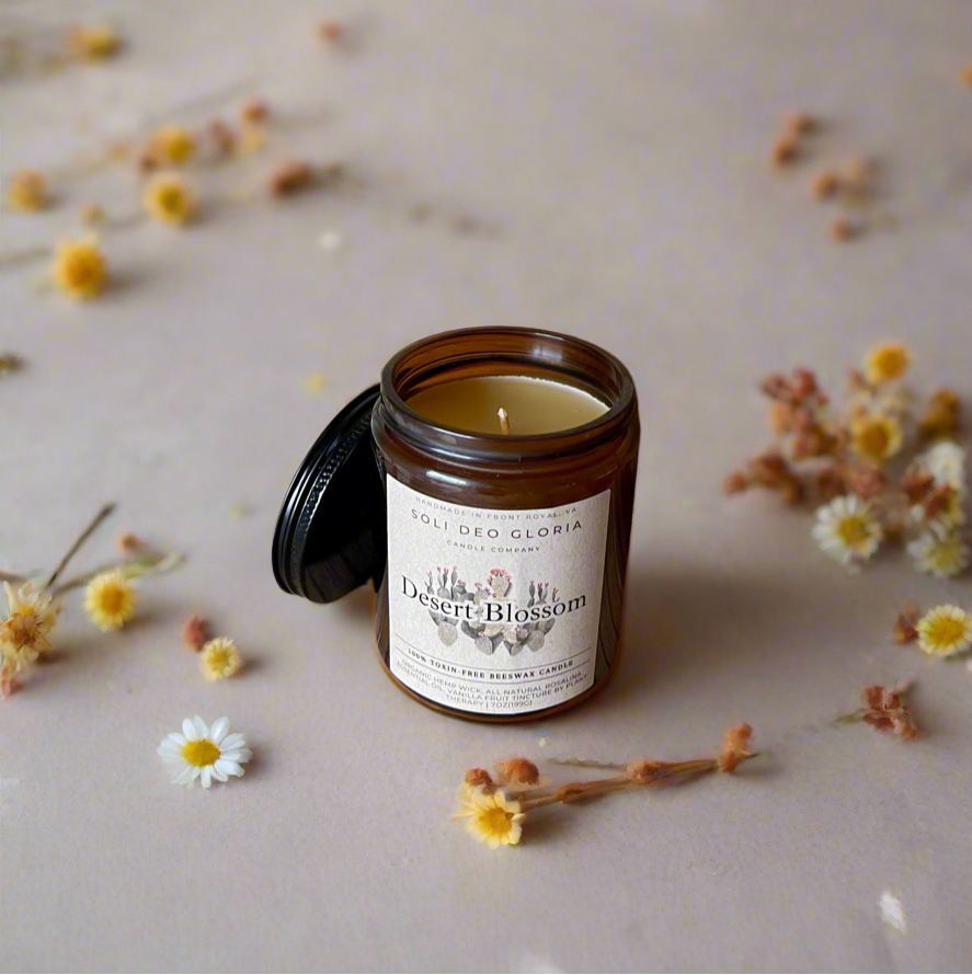 Desert Blossom | Essential Oil & Extract Infused Beeswax Candle - Poppy Natural